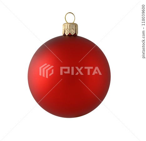 Single red christmas ball isolated on white background Single red christmas ball isolated on white background 118039600