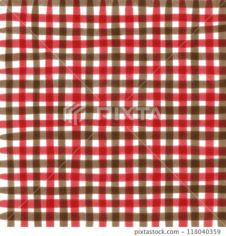 Red Brown Gingham Check Hand Drawn Background Overlay 118040359