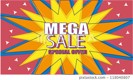 Mega sale banner discount promotion template, special offers banner template design, big sale special offer, sale flat discount and special offer tag, mega offer social media template 118040807