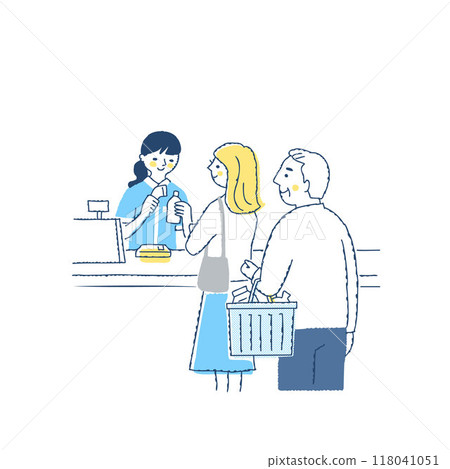 顧客在收銀台前排隊等候付款 118041051