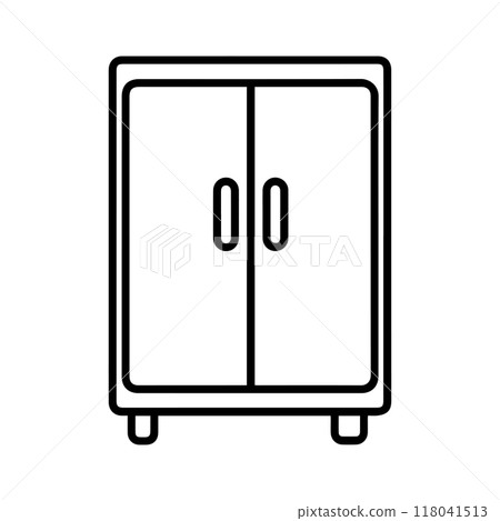 cupboard icon or modern line symbol. Vector line art and icon design with bold outline. Black and white Pixel Perfect minimalistic symbol isolated white background. Silhouette simple thin sign 118041513