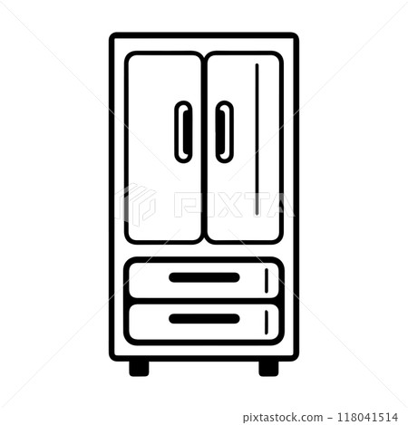 cupboard icon or modern line symbol. Vector line art and icon design with bold outline. Black and white Pixel Perfect minimalistic symbol isolated white background. Silhouette simple thin sign 118041514