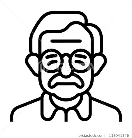 senior icon or modern line symbol. Vector line art and icon design with bold outline. Black and white Pixel Perfect minimalistic symbol isolated white background. Silhouette simple thin sign senior icon or modern line symbol. Vector line art and icon design with bold outline. Black and white Pixel Perfect minimalistic symbol isolated white background. Silhouette simple thin sign 118041546