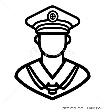 sailor icon or modern line symbol. Vector line art and icon design with bold outline. Black and white Pixel Perfect minimalistic symbol isolated white background. Silhouette simple thin sign 118041550