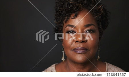 African American Woman with beautifully styled curly hair African American Woman with beautifully styled curly hair 118041867