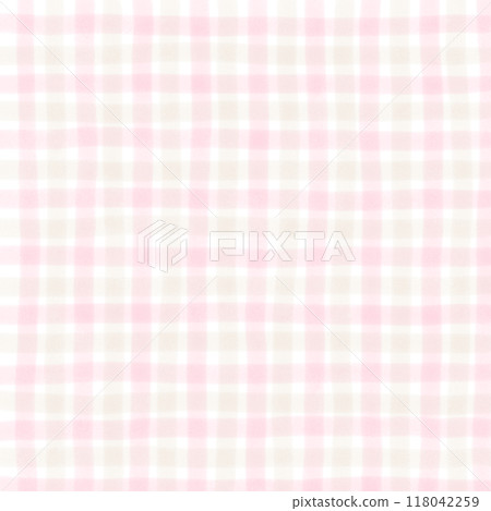 Pink Beige Gingham Check Hand Drawn Background Overlay 118042259