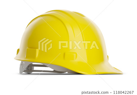 Yellow Construction Hard Hat Isolated on a White Background. 118042267