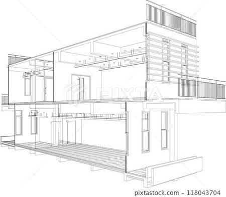 3D illustration of building project 118043704