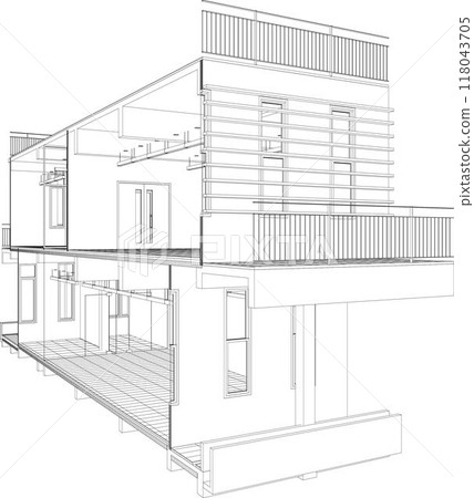 3D illustration of building project 3D illustration of building project 118043705