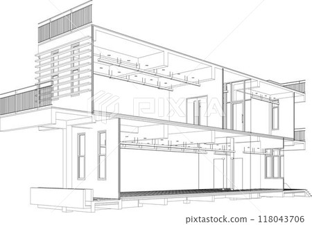 3D illustration of building project 3D illustration of building project 118043706