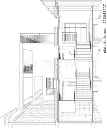 3D illustration of building project 3D illustration of building project 118043707