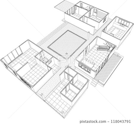 3D illustration of building project 118043791