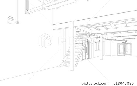 3D illustration of building project 118043886