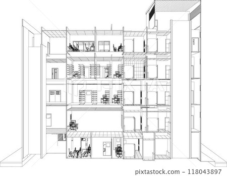 3D illustration of building project 118043897