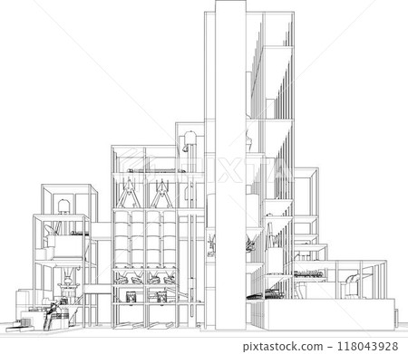 3D illustration of building project 3D illustration of building project 118043928