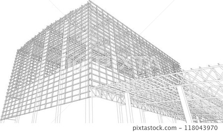3D illustration of building project 3D illustration of building project 118043970