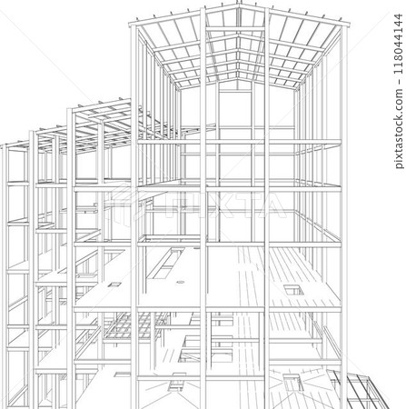 3D illustration of building project 118044144