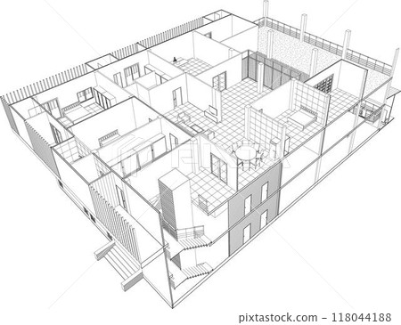 3D illustration of building project 118044188