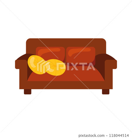 Cozy sofa with colorful pillows and modern design Vector 118044514