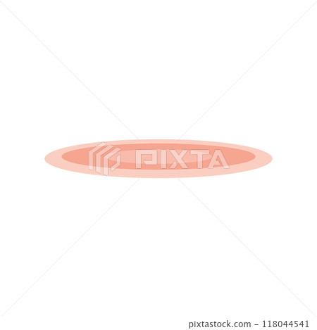 Pink round rug in simple flat cartoon style Vector Pink round rug in simple flat cartoon style Vector 118044541