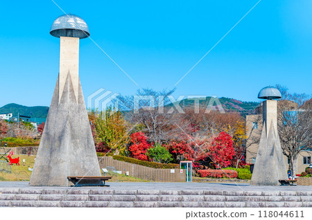 神奈川相模湖紅葉染紅相模湖公園 118044611