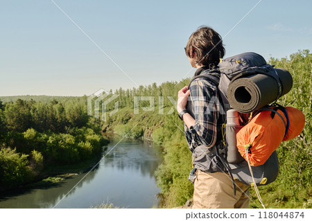 Admiring majestic scenery during trip 118044874