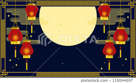 Illustration background of the Mid-Autumn Festival image of the moon and lantern 118044897