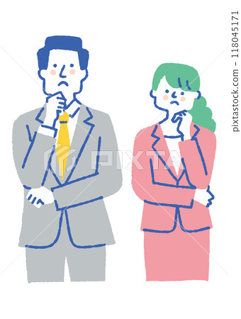 擔心某件事的穿西裝的男人和女人_color 擔心某件事的穿西裝的男人和女人_color 118045171