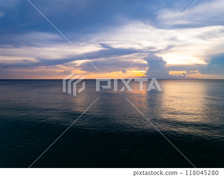 Sunset sky, Nature beautiful Light Sunset or sunrise over sea, Colorful dramatic majestic scenery sky,Amazing clouds and waves in sunset sky nature light cloud background 118045280