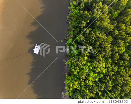 Amazing abundant mangrove forest, Aerial view of forest trees Rainforest ecosystem and healthy environment background, Texture of green trees forest top down, High angle view Amazing abundant mangrove forest, Aerial view of forest trees Rainforest ecosystem and healthy environment background, Texture of green trees forest top down, High angle view 118045292
