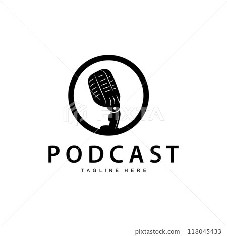 Podcast Logo, Vector, Headset and Chat, Simple Vintage Microphone Design Podcast Logo, Vector, Headset and Chat, Simple Vintage Microphone Design 118045433