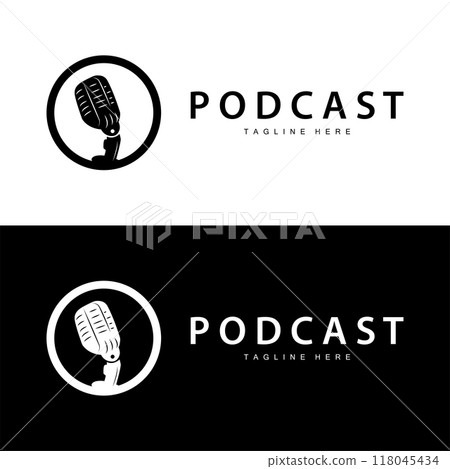 Podcast Logo, Vector, Headset and Chat, Simple Vintage Microphone Design Podcast Logo, Vector, Headset and Chat, Simple Vintage Microphone Design 118045434