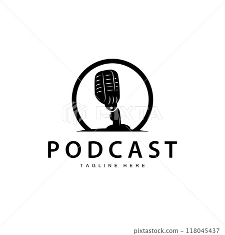 Podcast Logo, Vector, Headset and Chat, Simple Vintage Microphone Design Podcast Logo, Vector, Headset and Chat, Simple Vintage Microphone Design 118045437