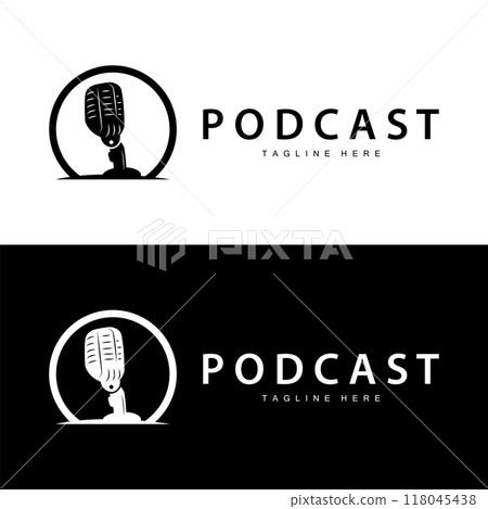 Podcast Logo, Vector, Headset and Chat, Simple Vintage Microphone Design Podcast Logo, Vector, Headset and Chat, Simple Vintage Microphone Design 118045438