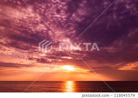 Sunset sky, Nature beautiful Light Sunset or sunrise over sea, Colorful dramatic majestic scenery sky,Amazing clouds and waves in sunset sky nature light cloud background 118045579