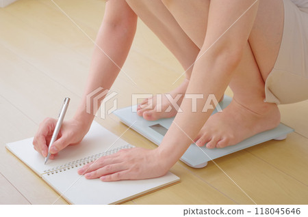 一個女人注意到自己的體重 118045646