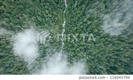 Aerial footage of beautiful high altitude forest mountain landscape Aerial footage of beautiful high altitude forest mountain landscape 118045794