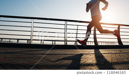 Fitness woman runner running at seaside Fitness woman runner running at seaside 118046165