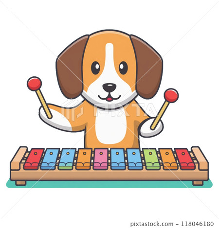 比格犬演奏玩具木琴 2 / 傳單和海報材料 比格犬演奏玩具木琴 2 / 傳單和海報材料 118046180