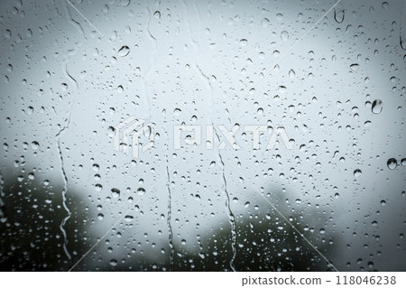 Window glass on rainy day 118046238