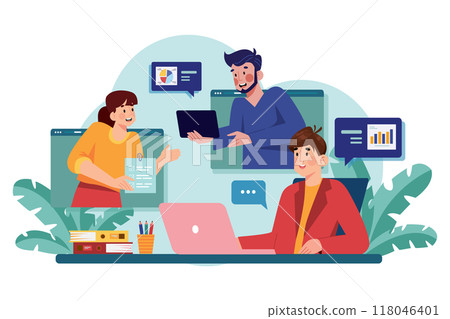 Online business meeting Illustration concept on white background 118046401