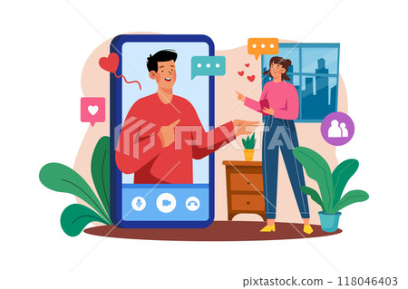 Video calling with loved ones Video calling with loved ones 118046403