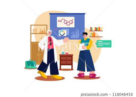 Assistant professor Illustration concept on white background Assistant professor Illustration concept on white background 118046458