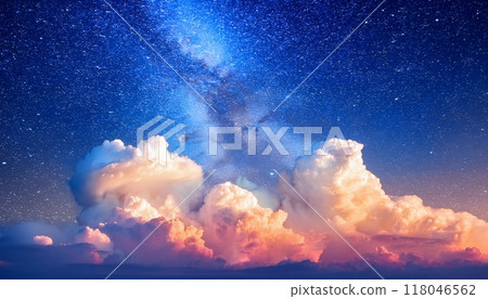 Background material: A fantastic space sky with pastel colored clouds and stars 118046562