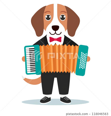 穿著燕尾服拉手風琴的比格犬3 / 傳單和海報材料 118046563