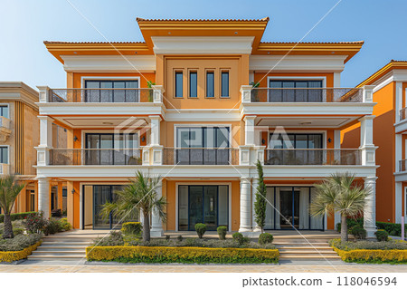 Newly built detached house with white exterior walls 5 AI-generated image Newly built detached house with white exterior walls 5 AI-generated image 118046594