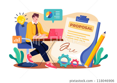 Proposal Writer Illustration concept on white background Proposal Writer Illustration concept on white background 118046906