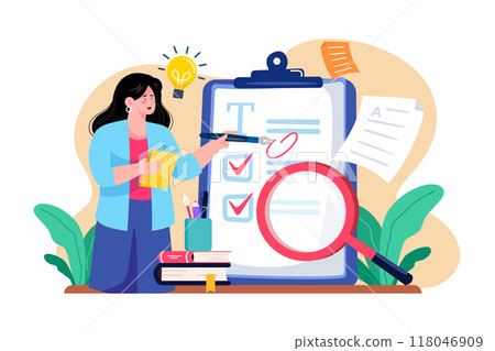 Editor/Proofreader Illustration concept on white background Editor/Proofreader Illustration concept on white background 118046909