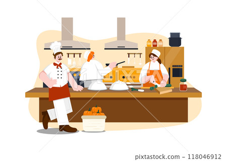 Restaurant Service flat illustration concept on white background 118046912
