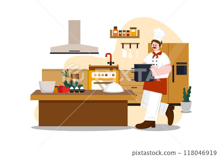 Restaurant Service flat illustration concept on white background 118046919